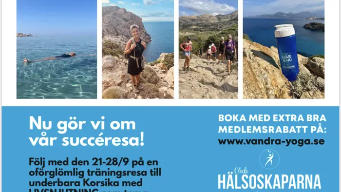Träningsresa till Korsika i september 2024 med Club Hälsoskaparna i samarbete med Helene Kjellin